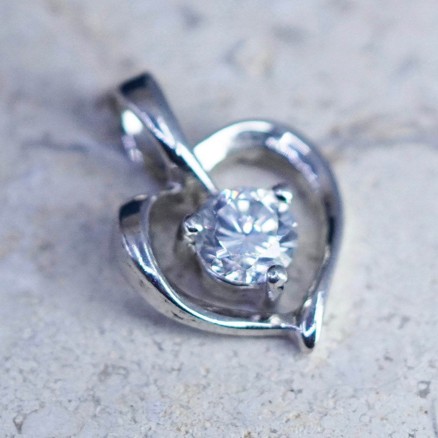 Vintage Sterling silver handmade pendant, 925 heart locket with Cz