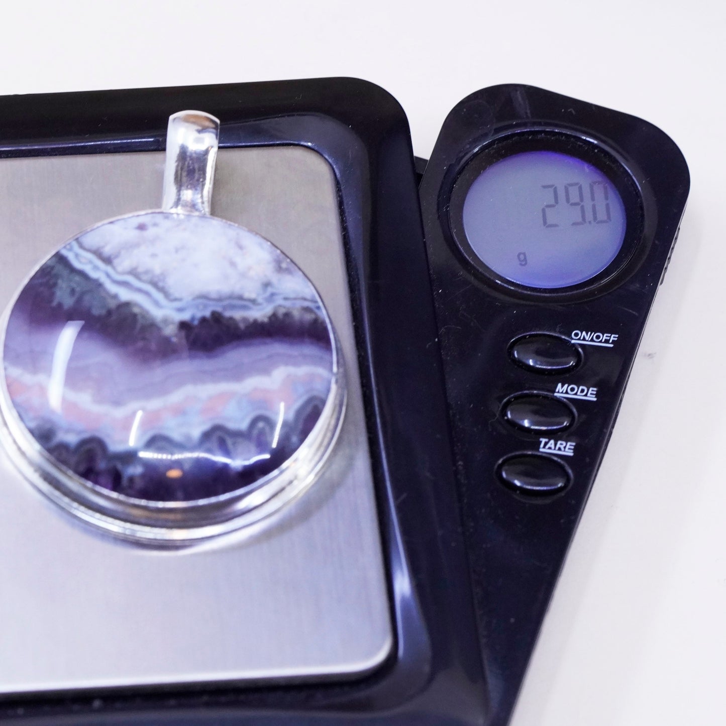 earthstone originals Sterling 925 silver handmade pendant landscape lace agate