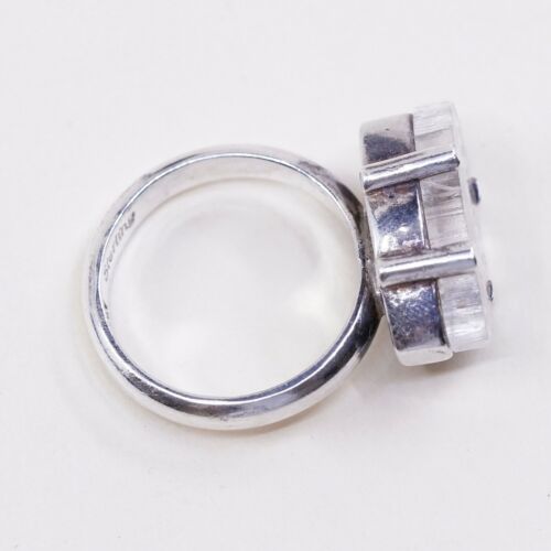 Size 6.5, Vtg b sucherman Two Tone Sterling 925 Silver Handmade Ring W/ Brass