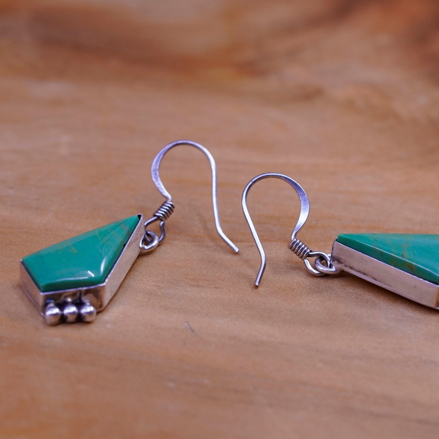Vintage Sterling 925 silver handmade earrings with turquoise inlay
