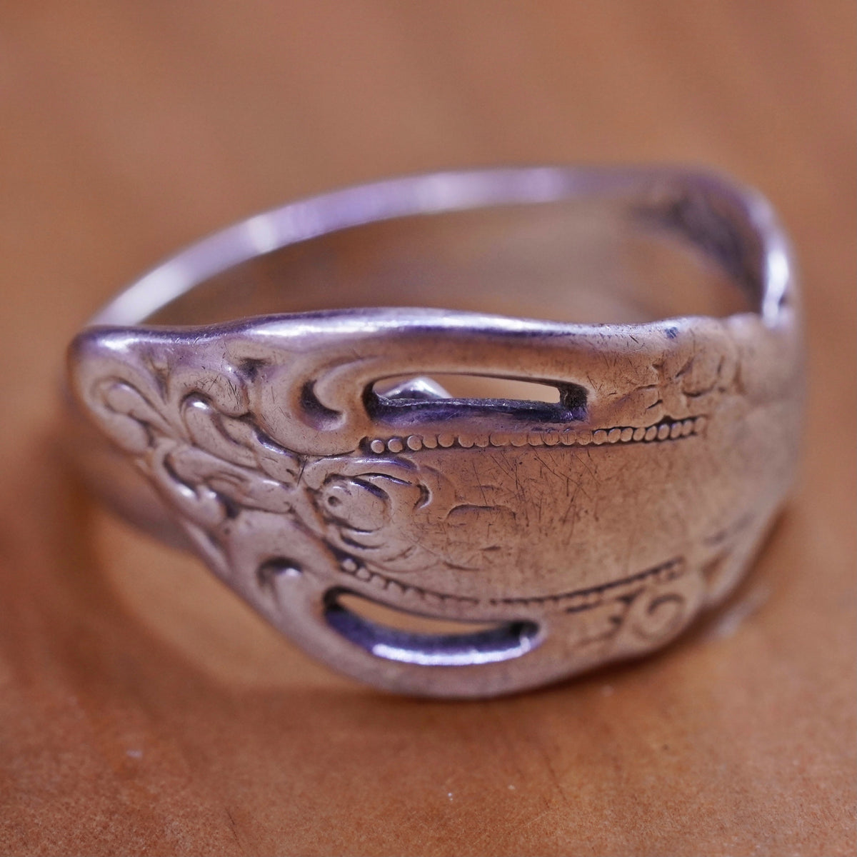 Size 8, vintage Sterling 925 silver handmade band, Sterling spoon ring