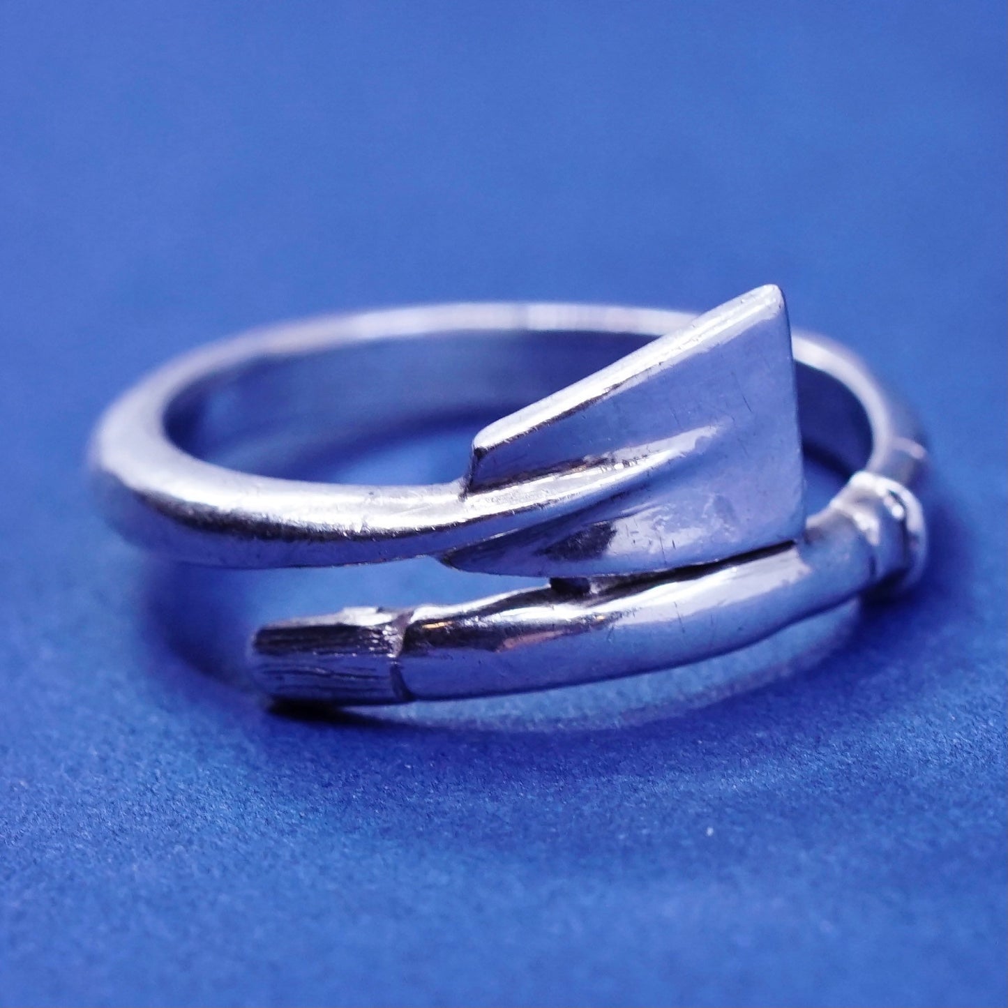 Size 7, Sterling silver handmade shelve wrapped ring, modern 925 statement ring