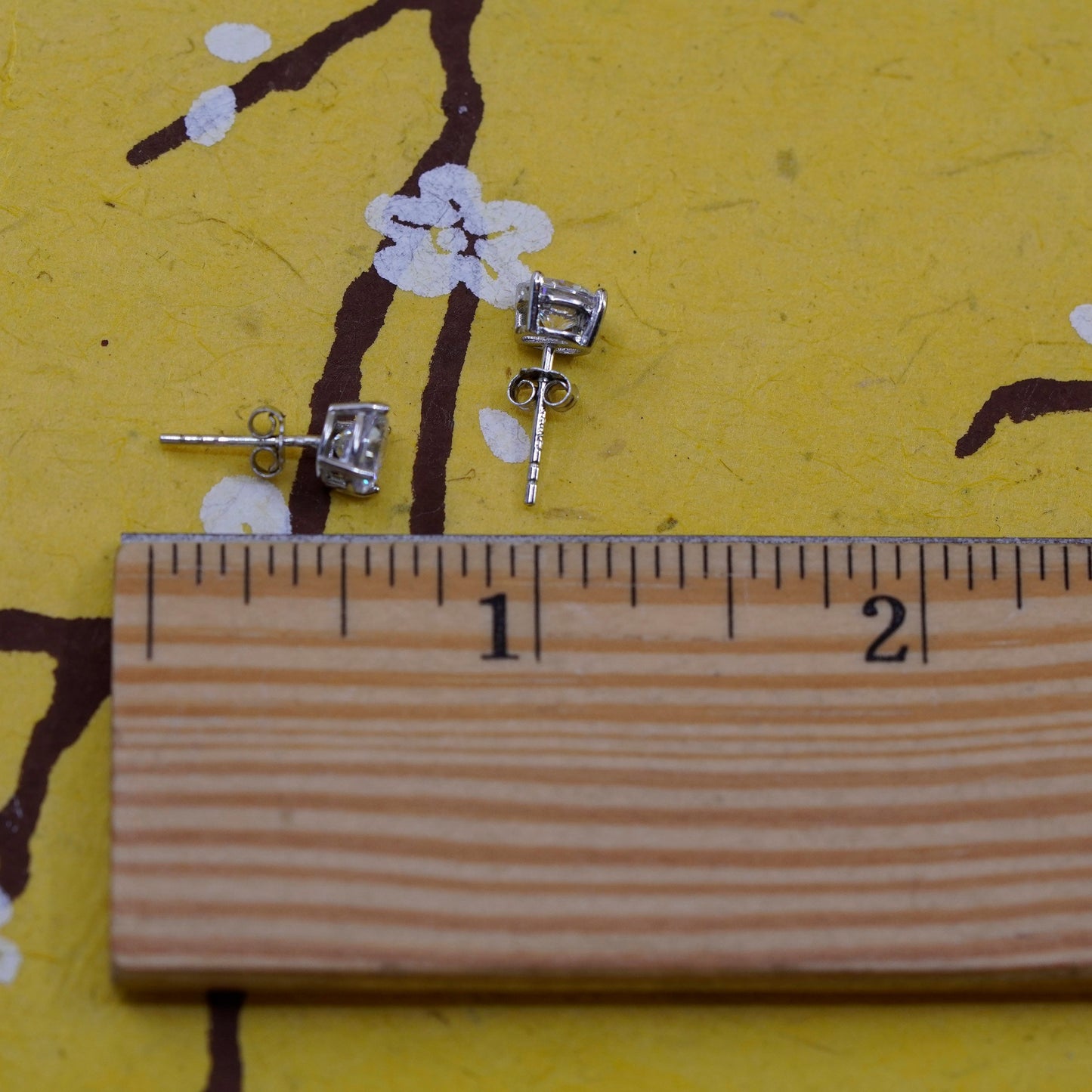 5mm, Sterling silver clear round crystal studs, cz earrings