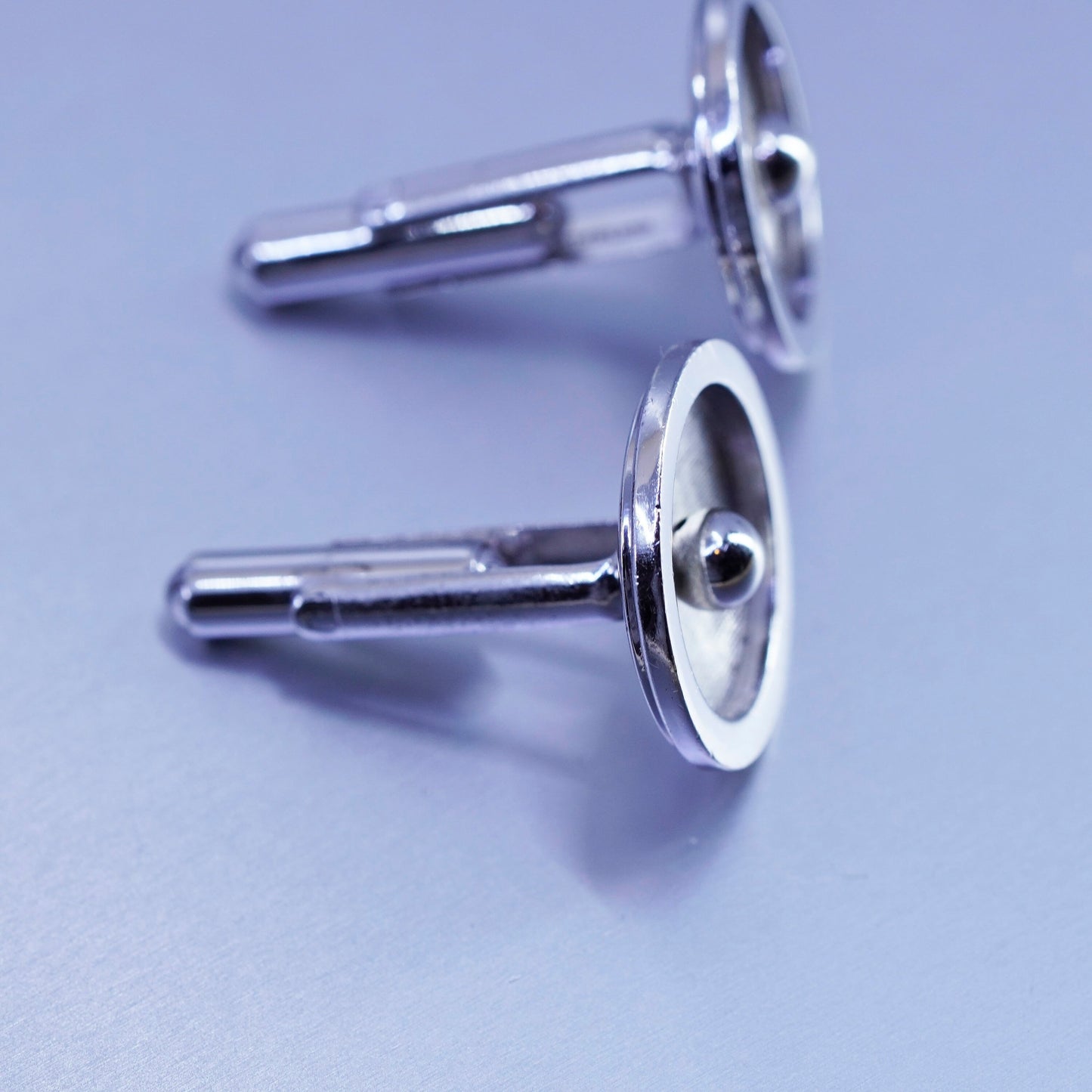 Vintage 1950s sterling silver cuff link, 925 textured round cufflink with pearl
