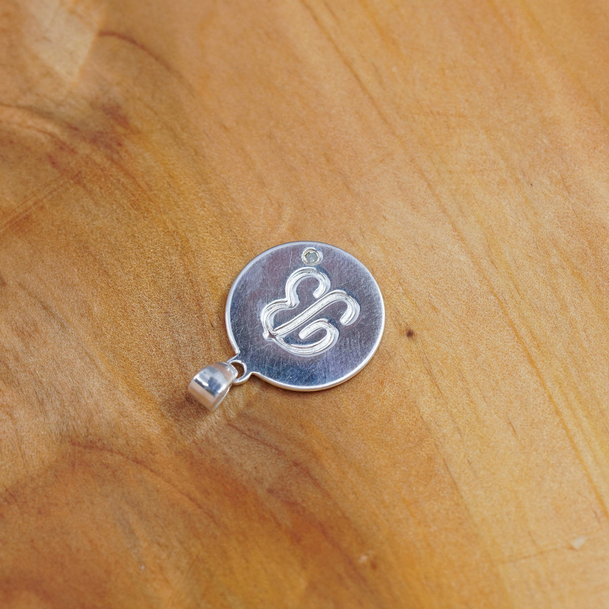 Vintage Sterling silver initial pendant, 925 circle with letter B
