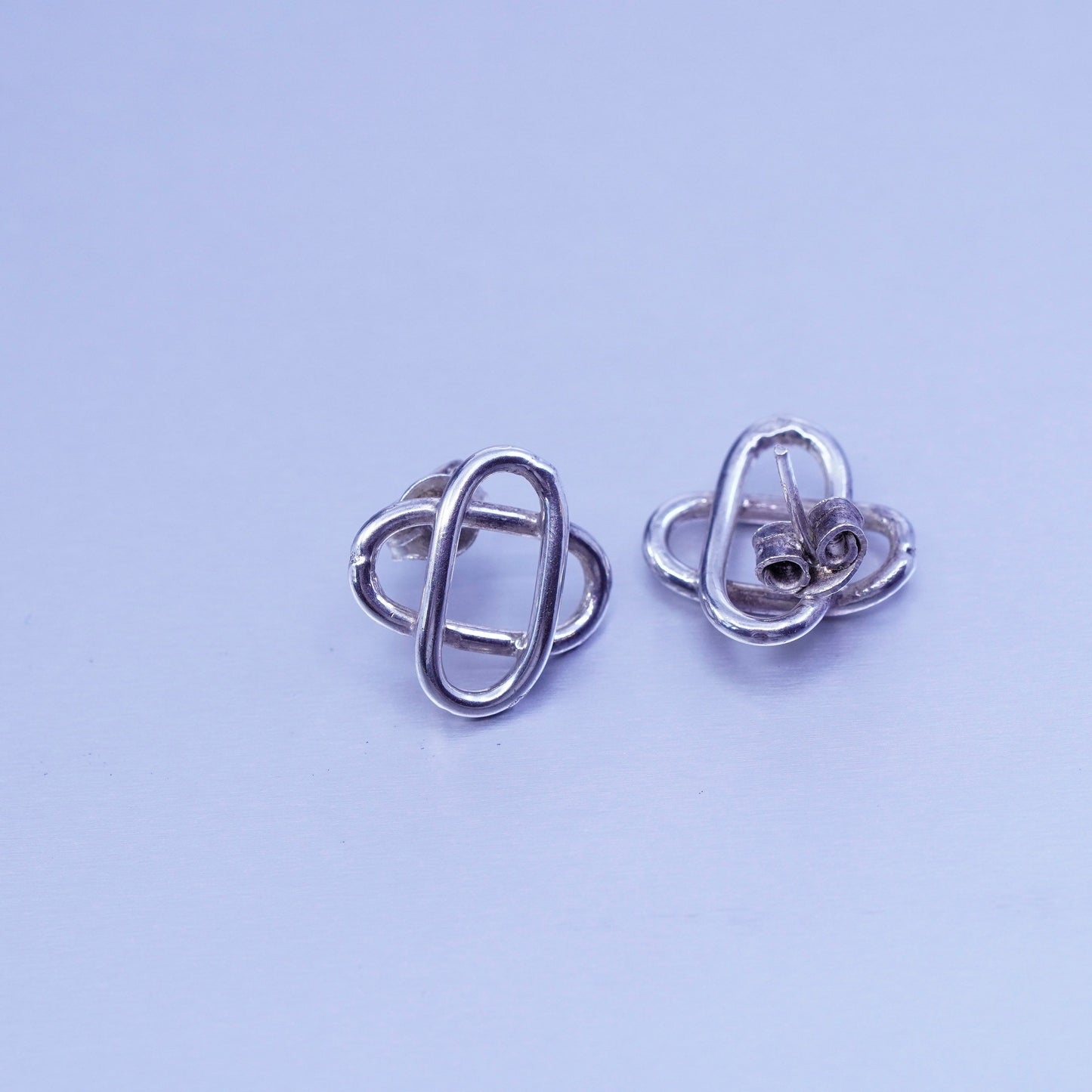 Vintage Sterling 925 silver handmade earrings, Irish Celtic knot studs