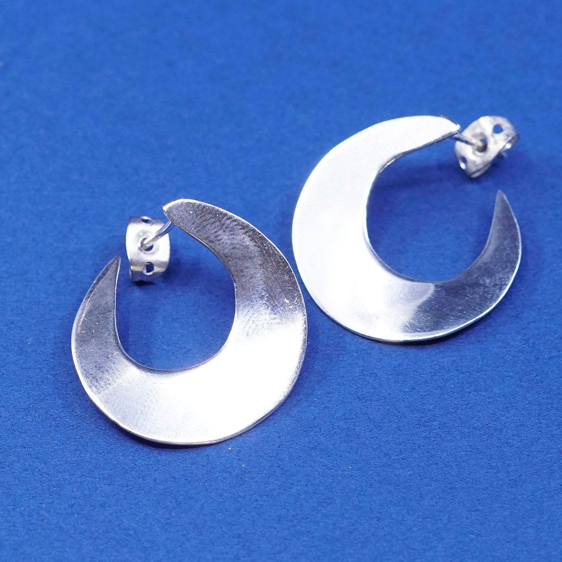 1”, Sterling silver handmade earrings, 925 square hoops