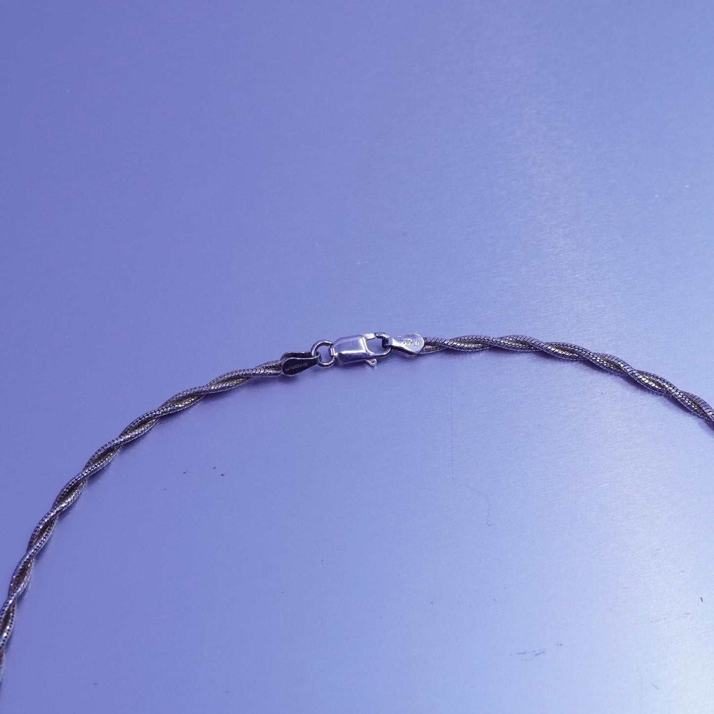 18”, vintage danecraft Italy Sterling 925 silver twisted snake chain necklace