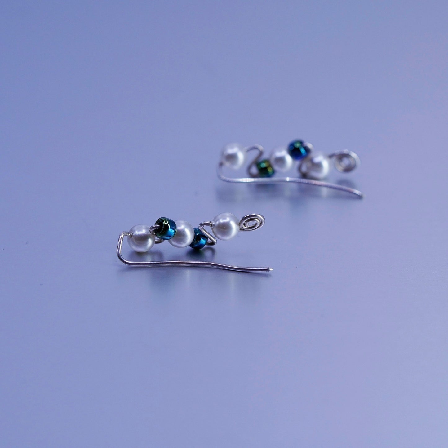 Vintage Sterling 925 silver handmade earrings with freshwater pearl