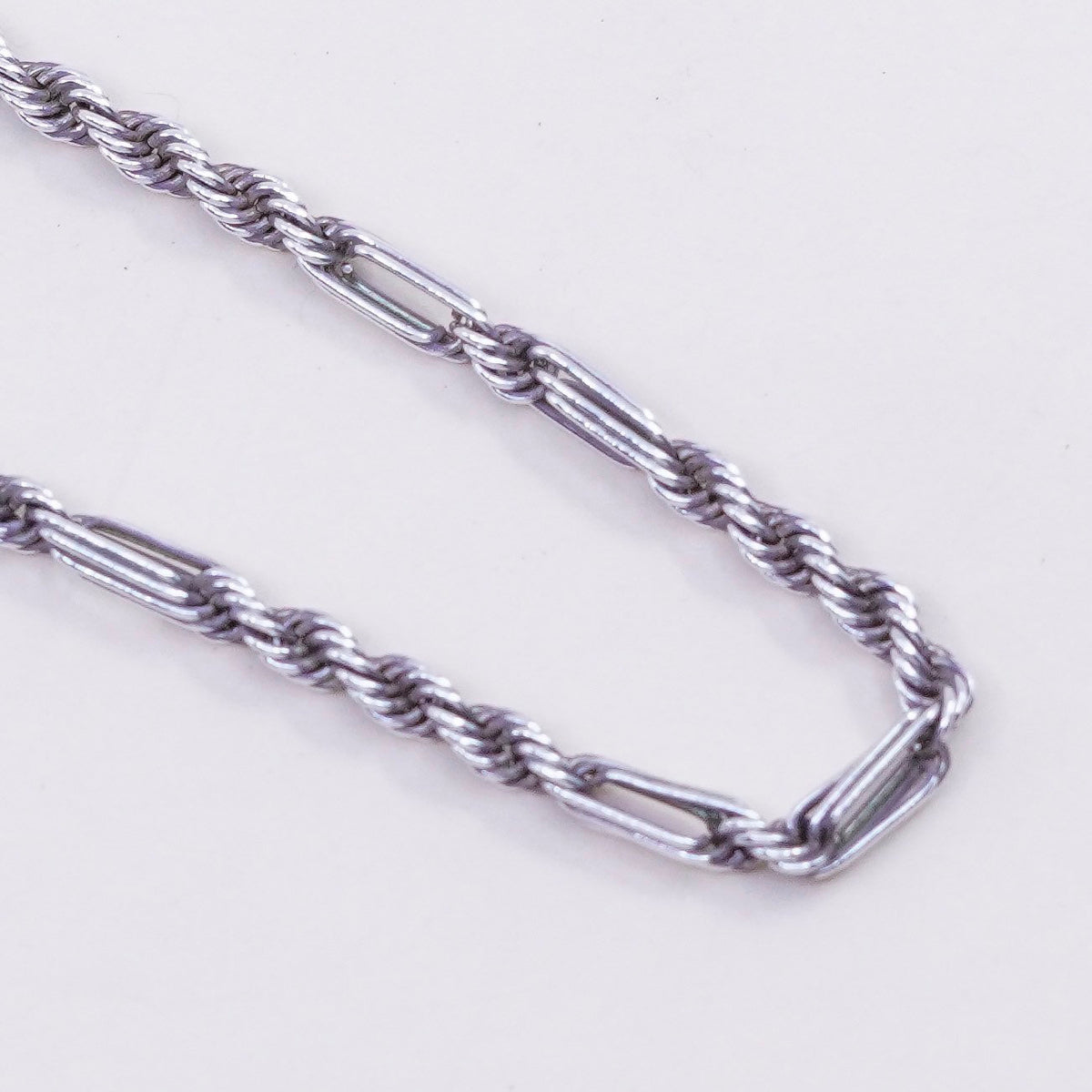 18”, 3mm, Vintage Peru sterling 925 silver elongated chain, necklace