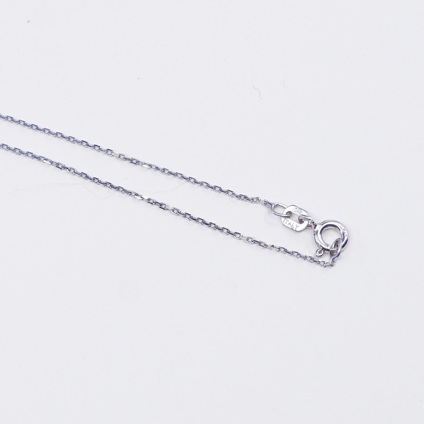 16”, 1mm, Vintage sterling silver diamond cut circle chain, Italy 925 necklace