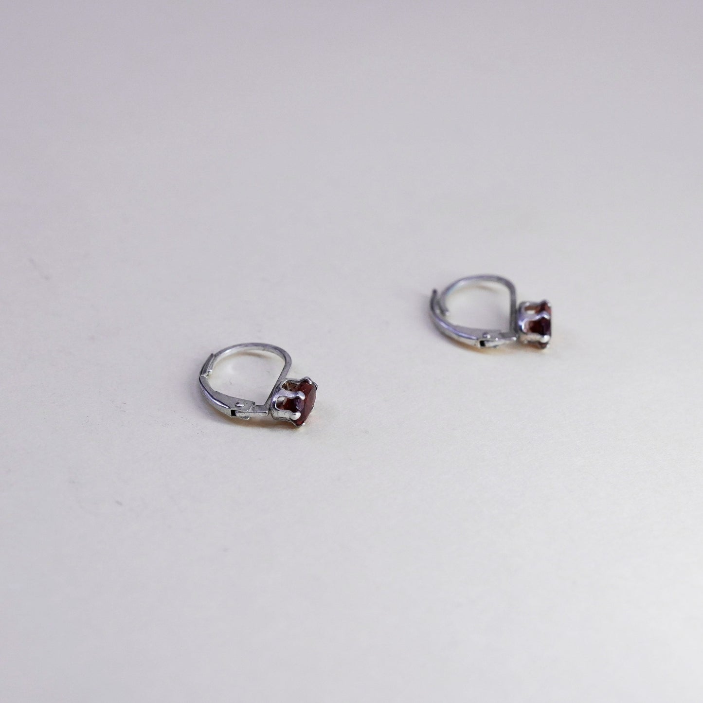 Vintage Sterling 925 silver handmade earrings with ruby