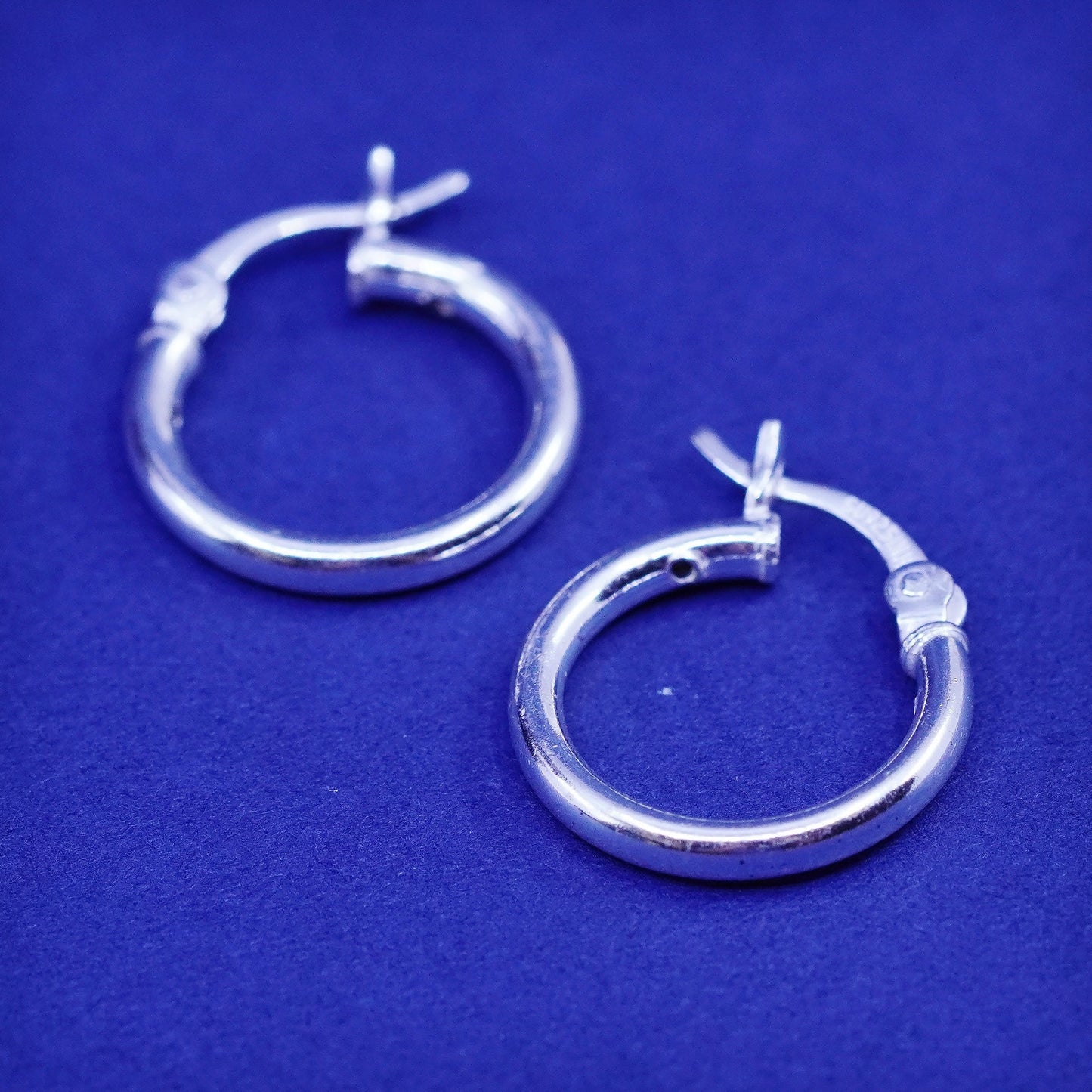 0.5”, vintage Sterling silver handmade hoop earrings, fine 925 huggie