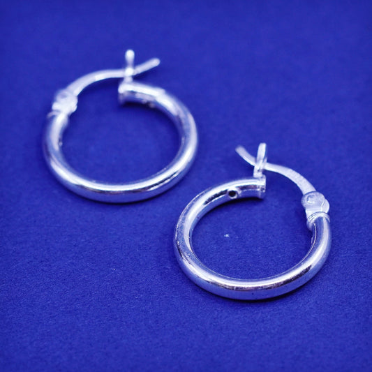 0.5”, vintage Sterling silver handmade hoop earrings, fine 925 huggie