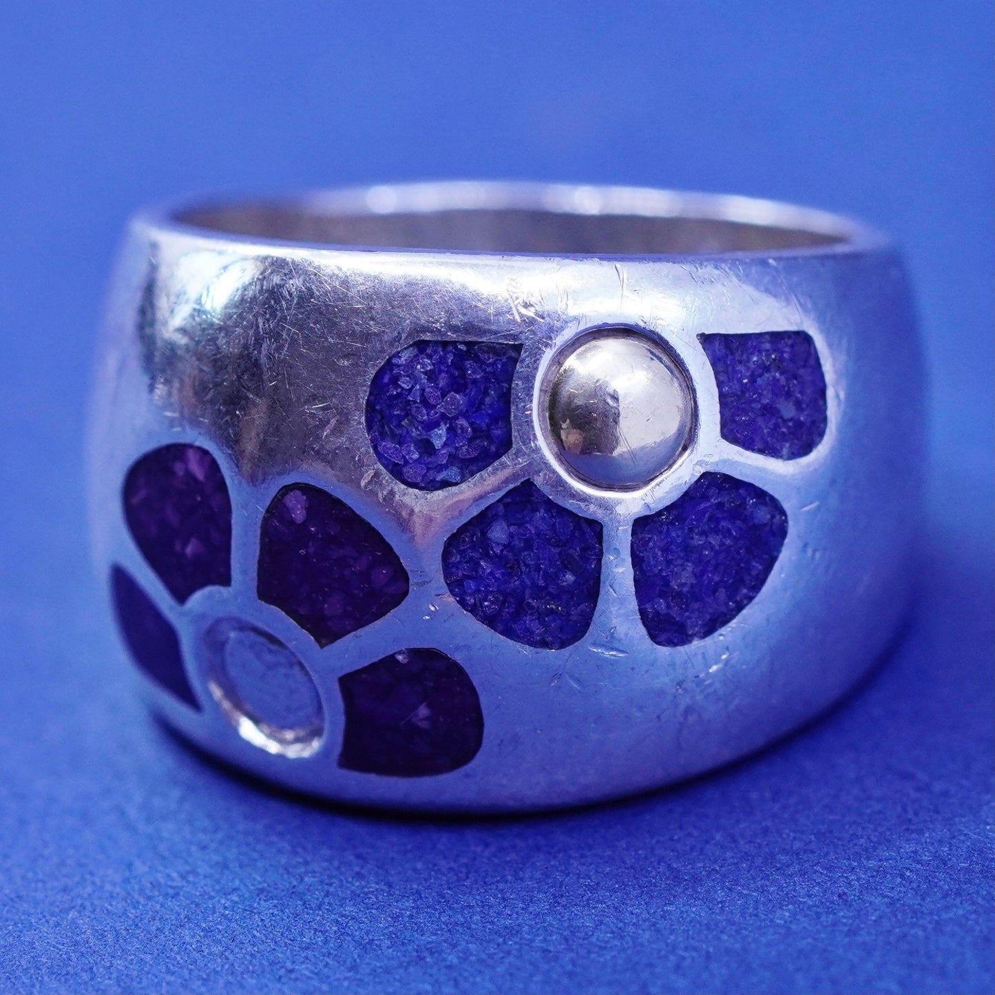 Size 8, Coleman Company Jewelry CCO Sterling 925 silver ring 14K gold sodalite