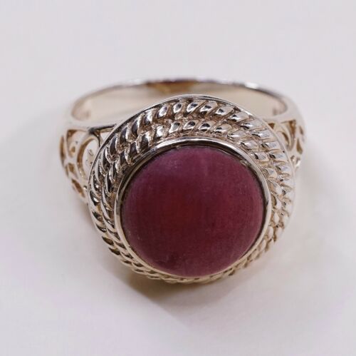 Sz 9, Vtg Vermeil Gold Over CORAL RING 925 STERLING SILVER, Stamped 925