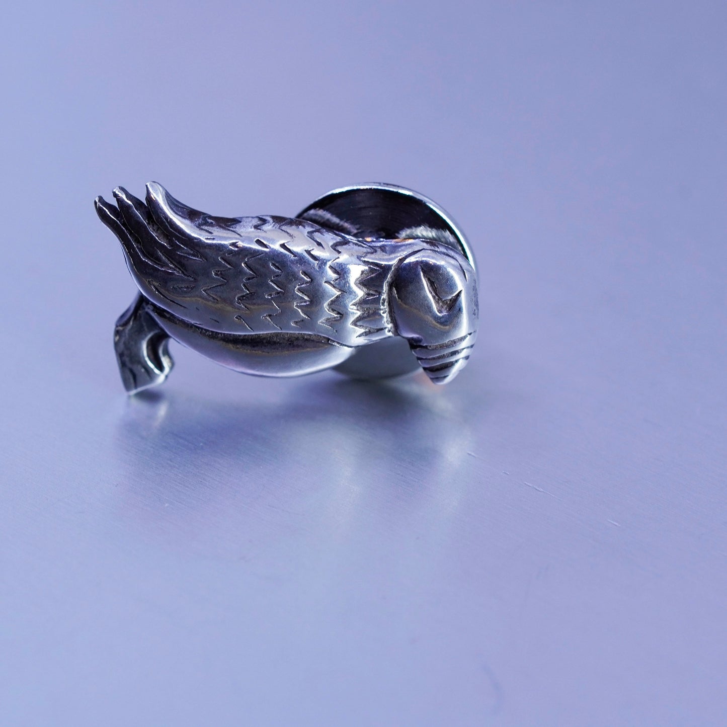 Vintage sterling silver handmade brooch, 925 puffin bird pin