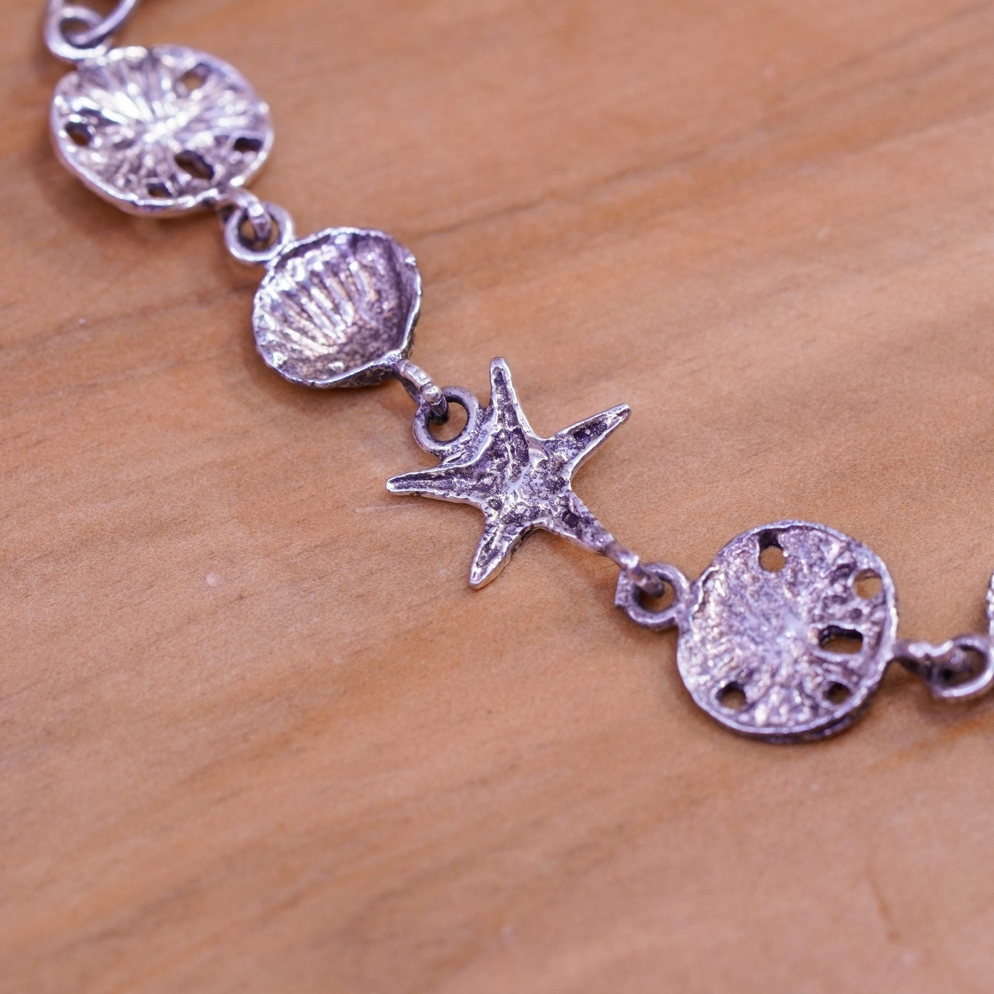 7”, My Way Sterling silver bracelet, 925 shell, starfish sand dollar anklet