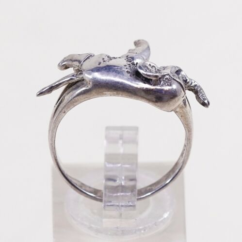 Size 8 Vintage Sterling Silver Handmade Sea Elephant Ring W/ Movable Joints