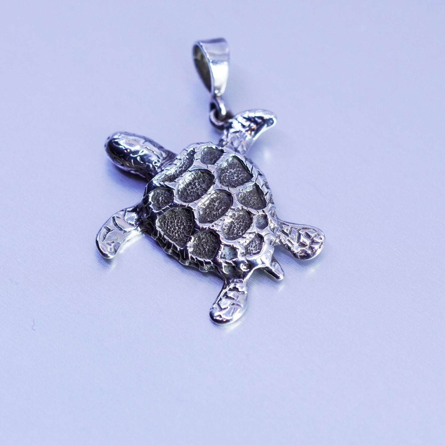 Antique Sterling silver handmade simple 925 sea turtle charm pendant