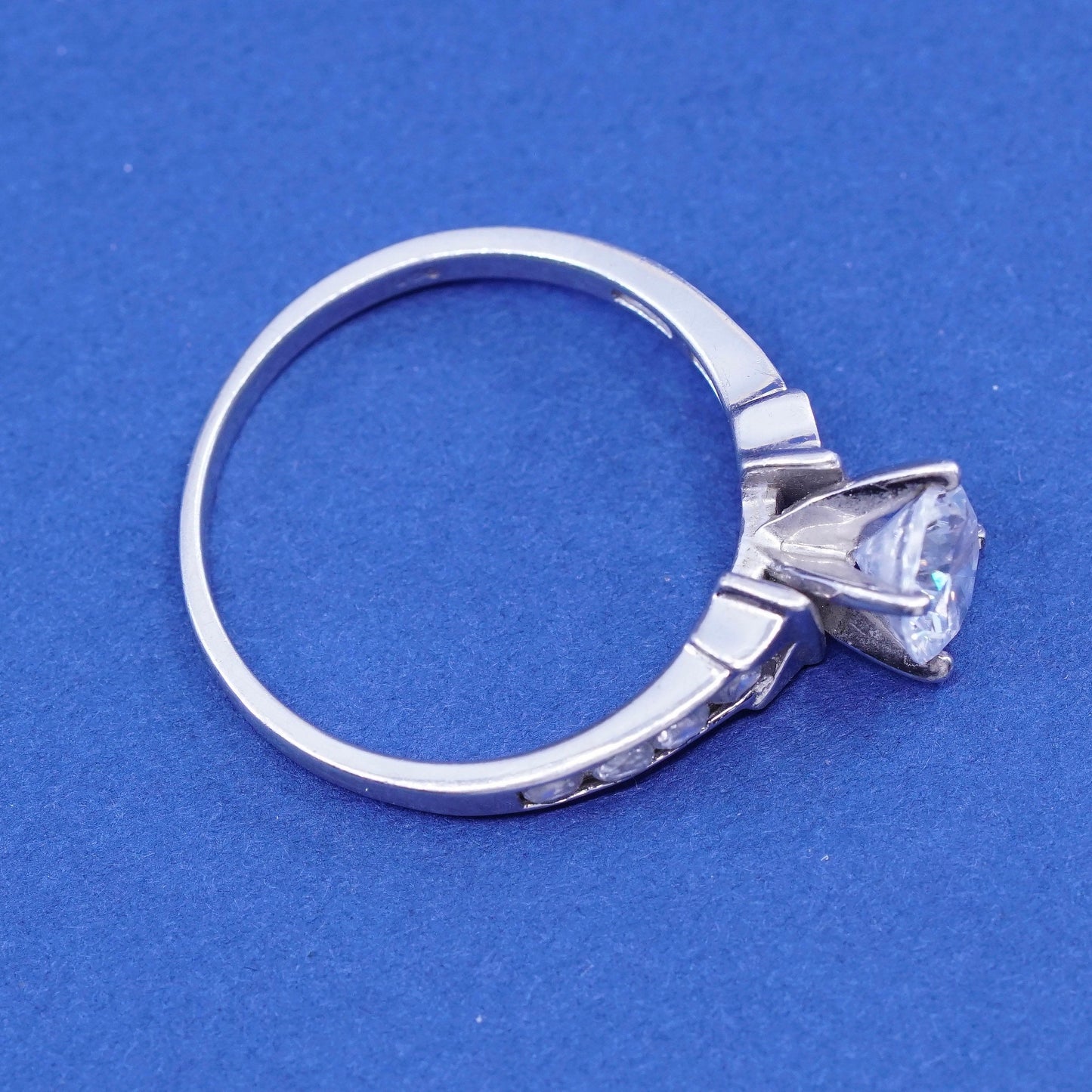 Size 9.25, vintage Sterling silver handmade ring, 925 engagement ring w/ cz