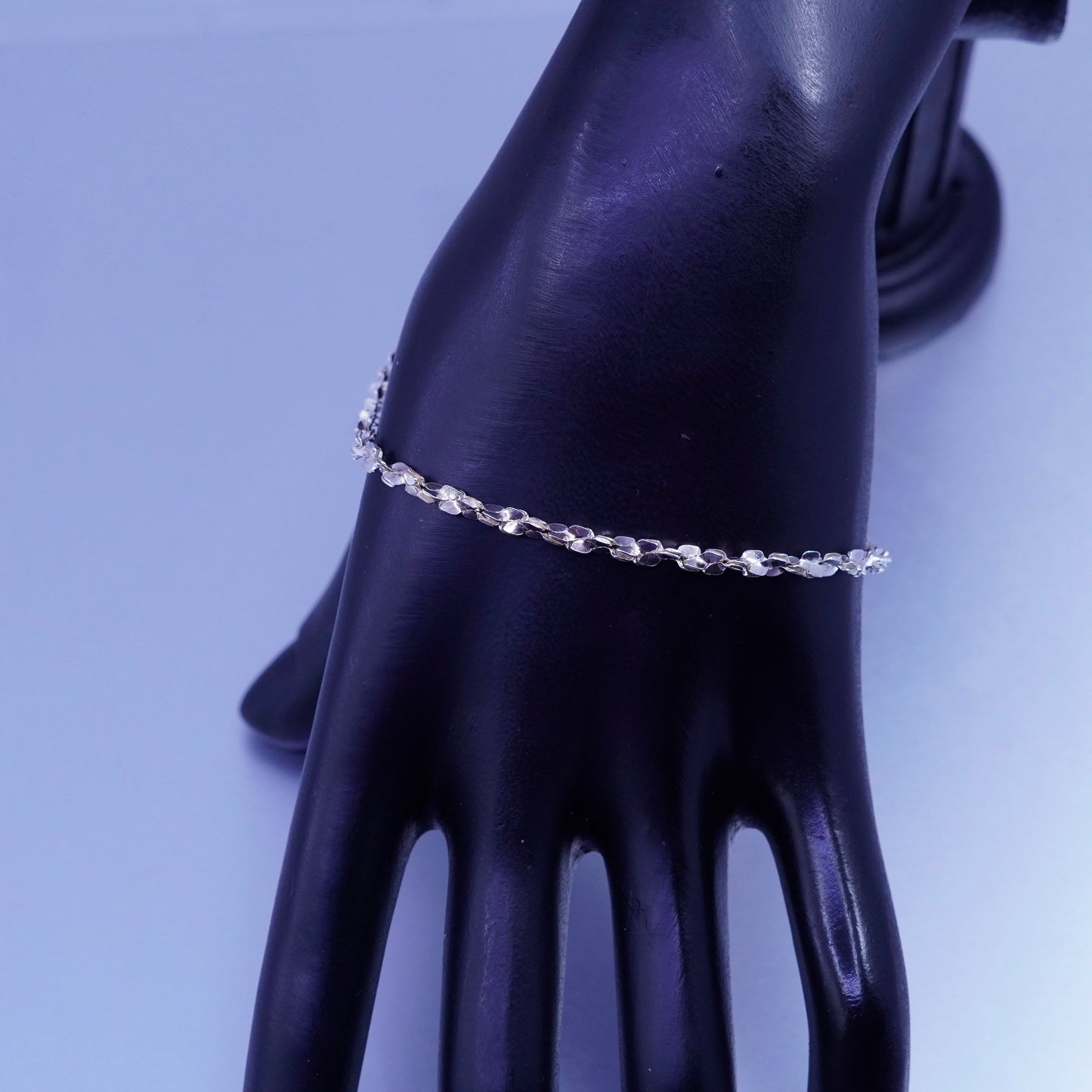 7.25”, Italy Sterling 925 silver handmade bracelet, men’s twisted nugget chain