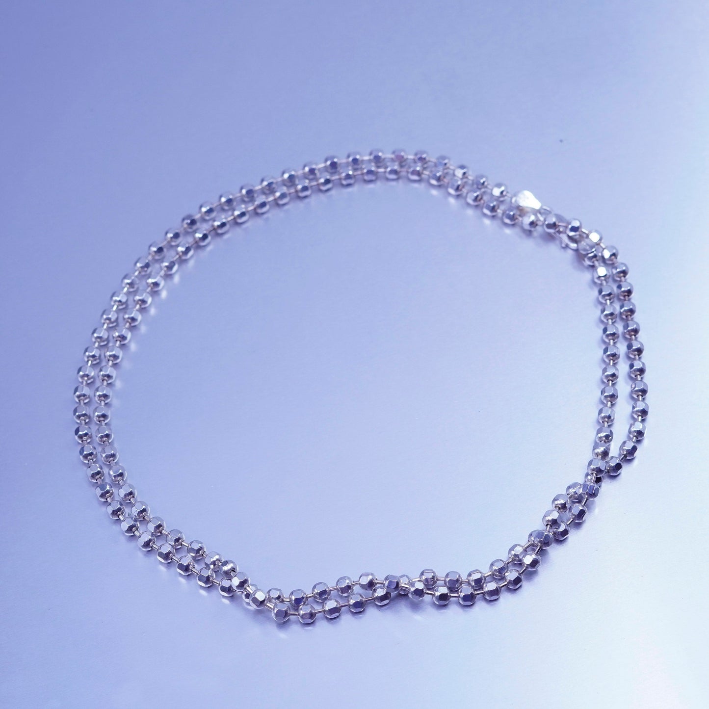 30” 3mm, vintage Italy Milor Sterling 925 silver bead chain necklace
