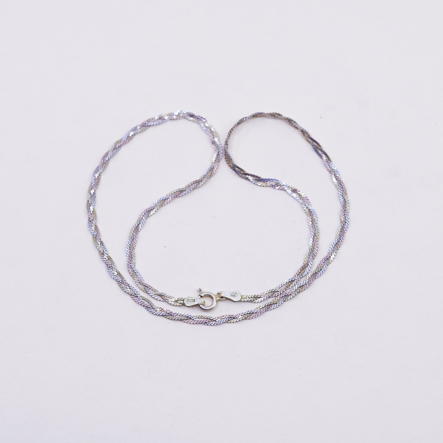 16”, vermeil gold over sterling silver necklace, 925 woven braided s link chain