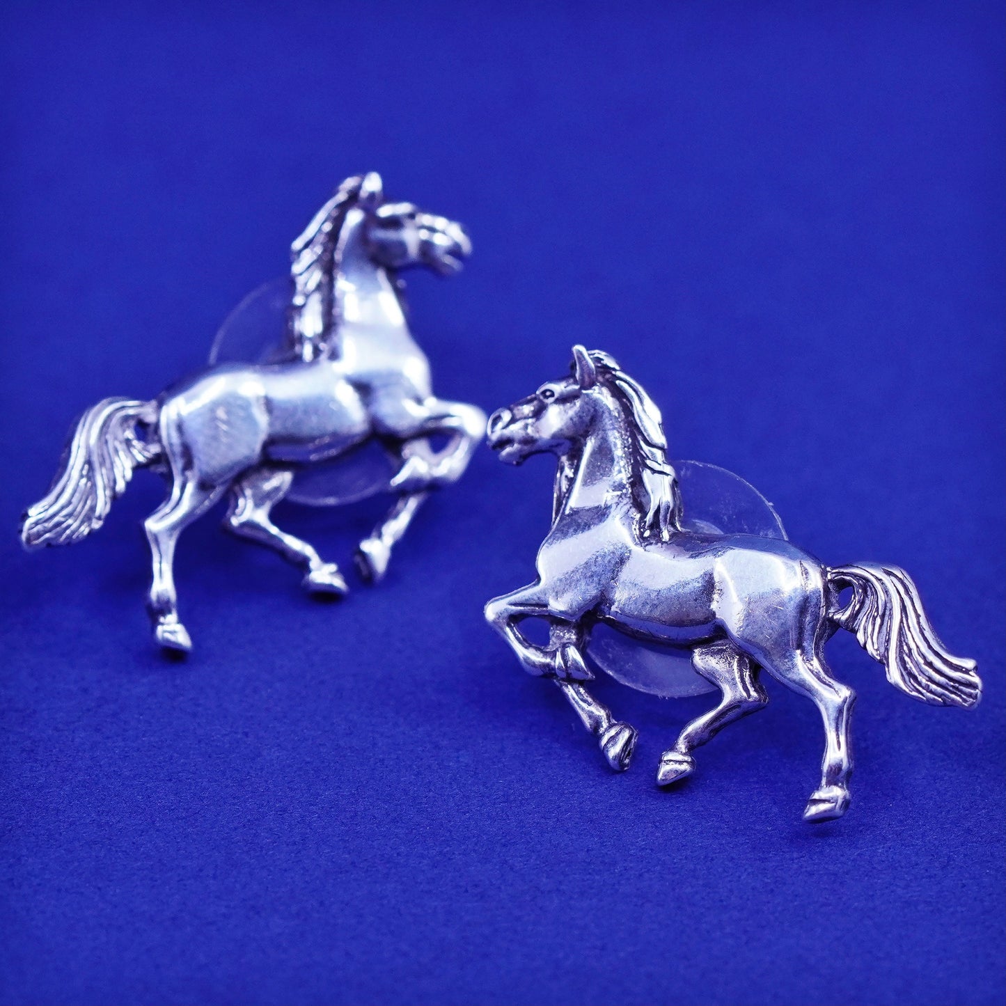 Vintage GS Sterling silver handmade studs, 925 horse earrings