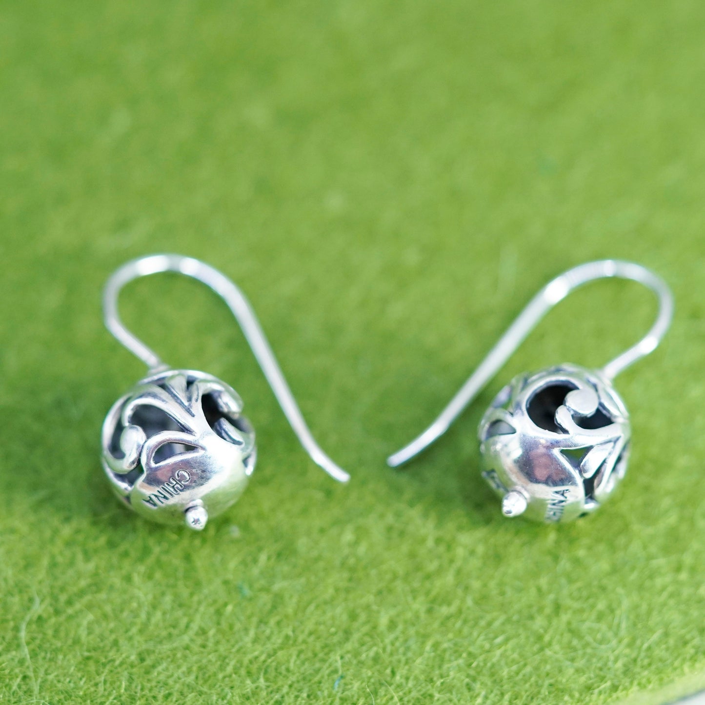 W0718 Silpada Sterling 925 Silver SIMPLE DELIGHT Filigree Bali Ball Earrings