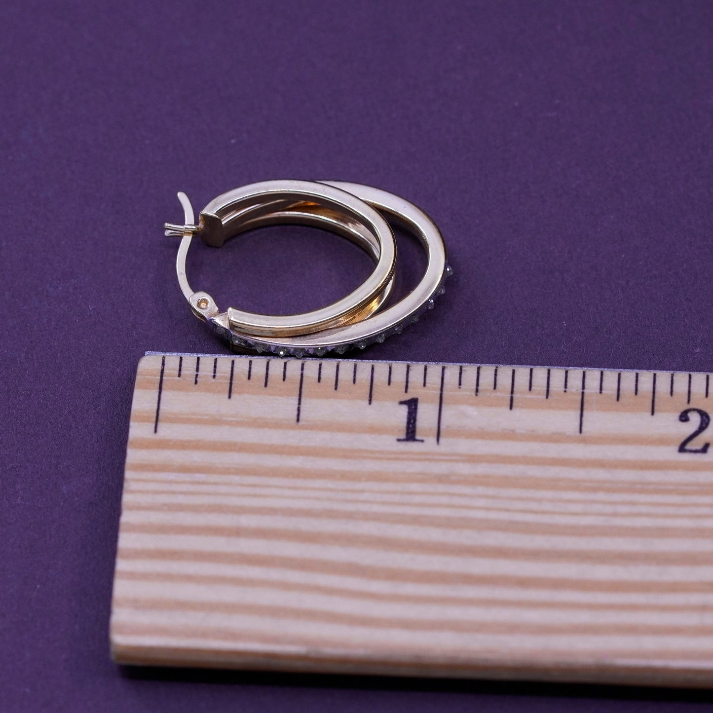 1”, vermeil gold over Sterling silver earrings, multi 925 double hoops