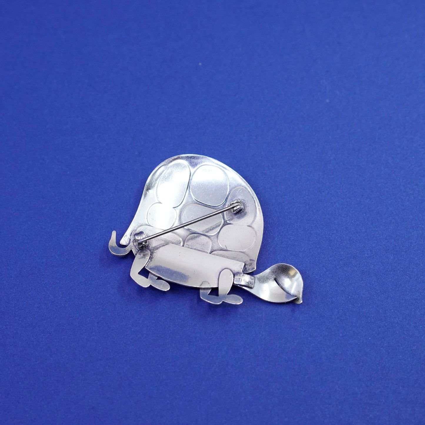 Vintage beau Sterling silver handmade brooch, 925 turtle pin