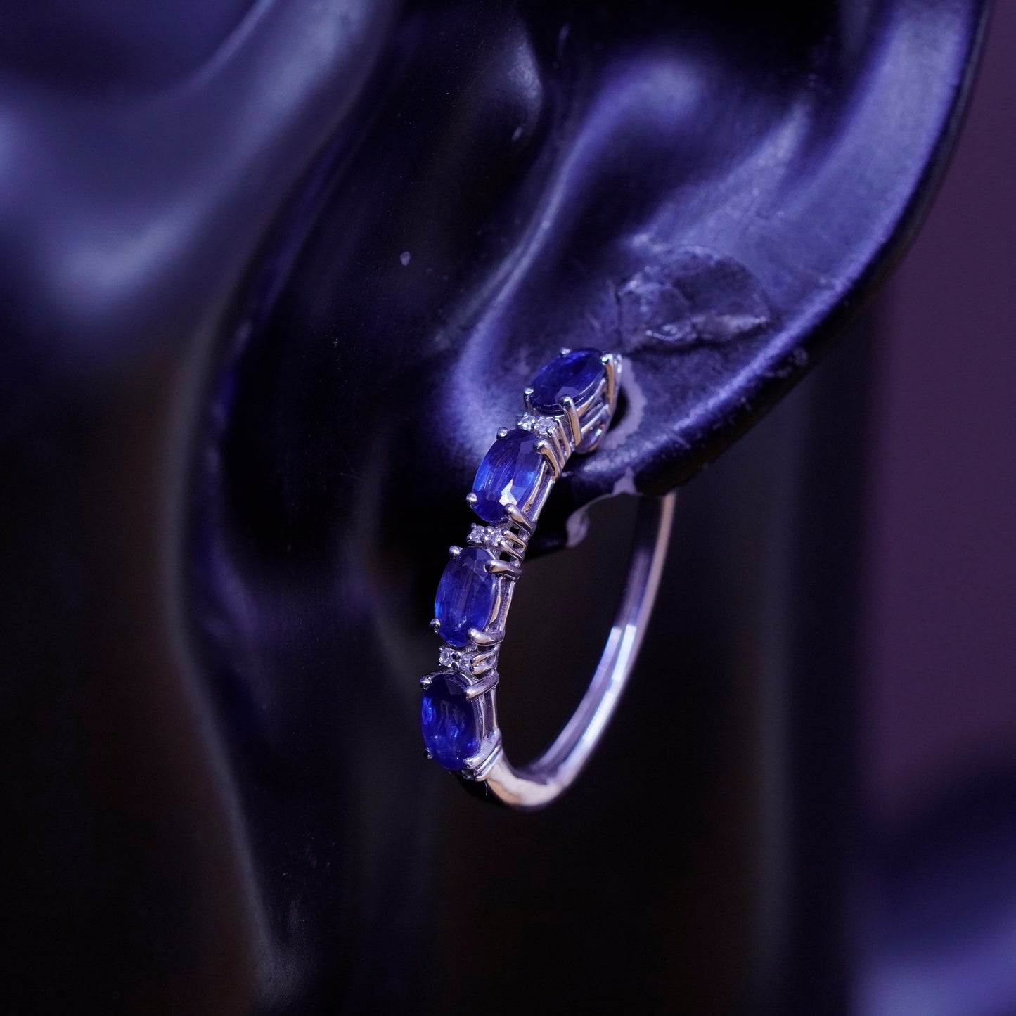 1”, vintage Sterling silver hoop earrings, 925 hoops with amethyst