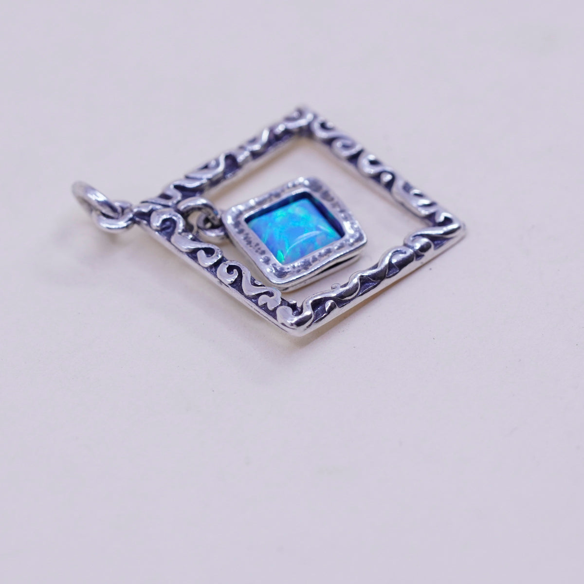 Israel Shablool Didae sterling 925 silver handmade square pendant with opal