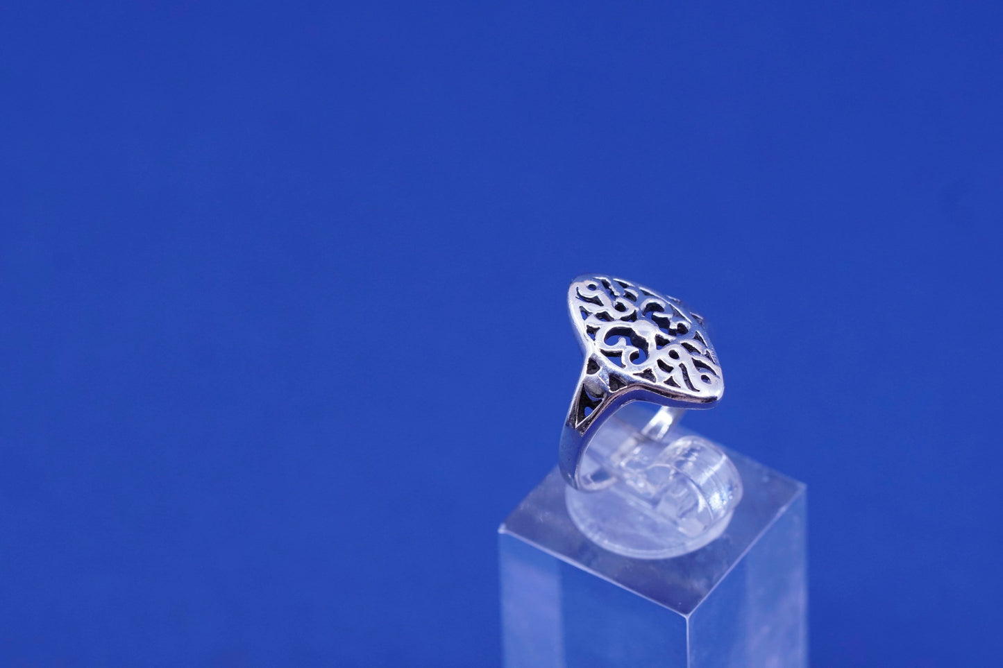 Size 6, vintage Sterling silver handmade ring, 925 filigree band