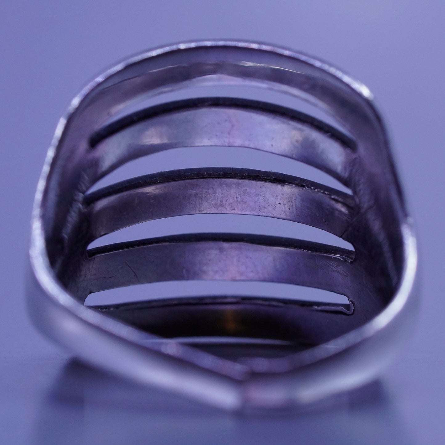 Size 6, vintage Sterling 925 silver handmade ring, modern ribbed band