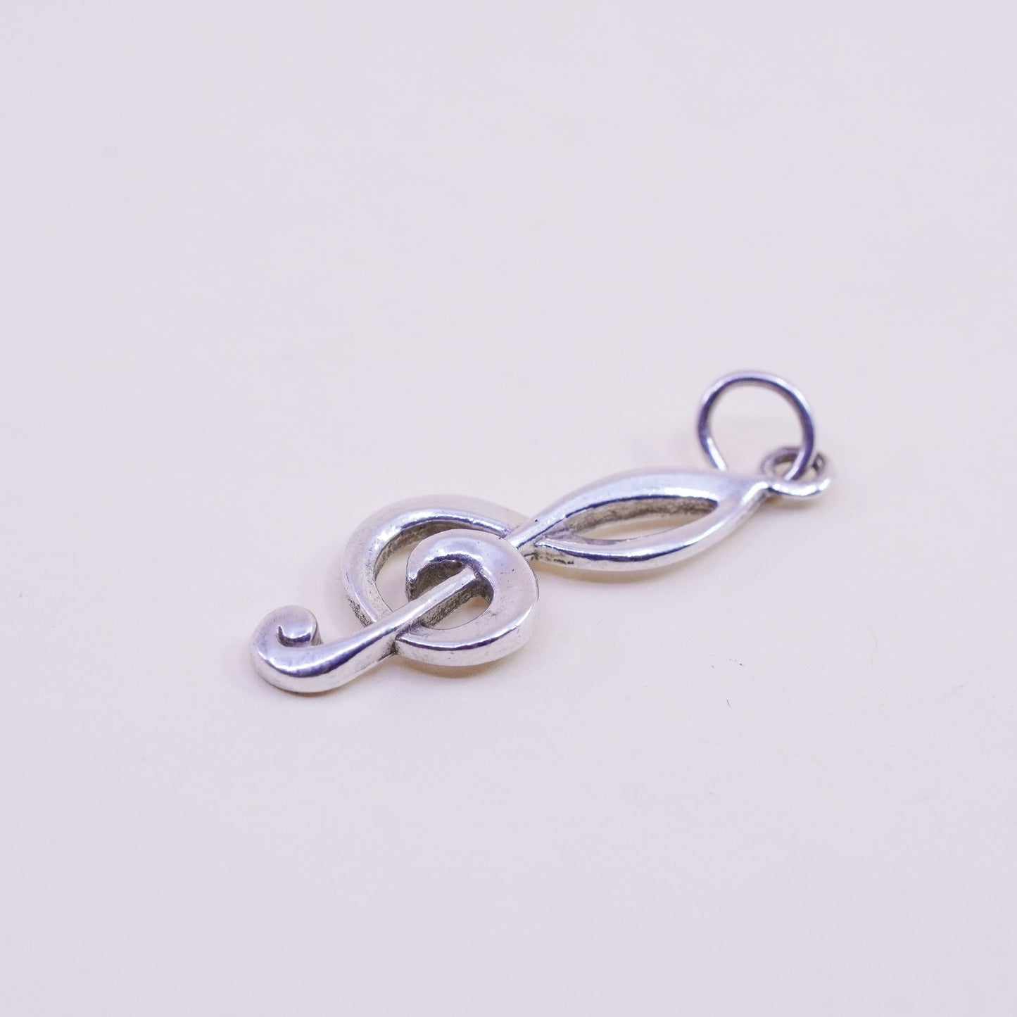 Vintage sterling silver handmade pendant, 925 music note, melody charm