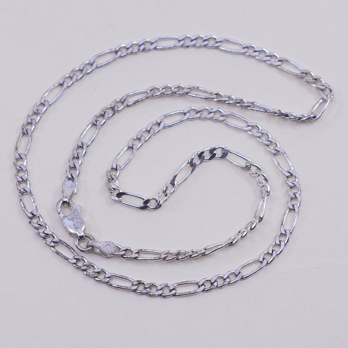 16”, 3mm, Vintage sterling silver figaro chain, 925 men’s necklace