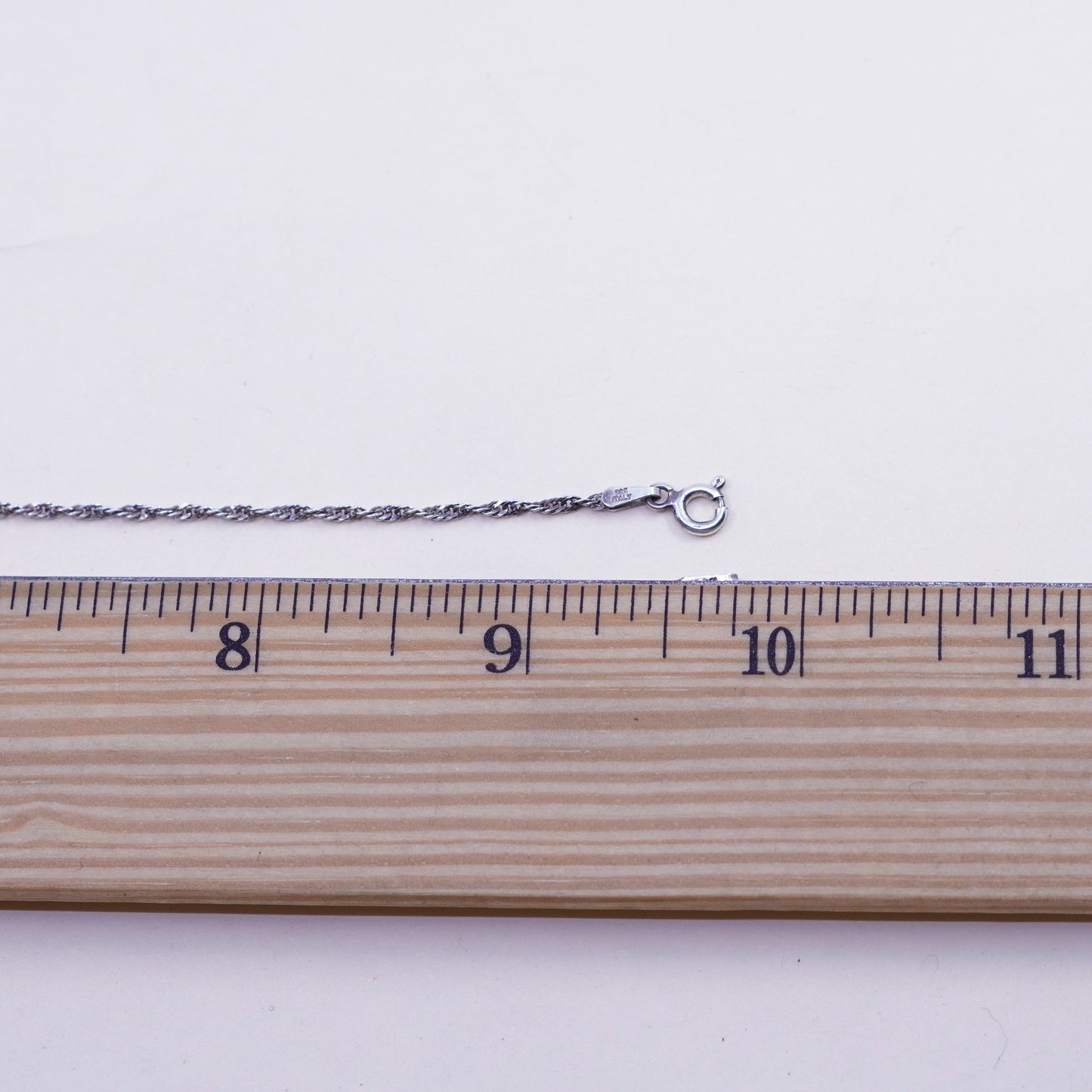 20” 1.6mm, vintage sterling silver necklace, 925 Singapore rope chain