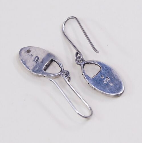 Vtg Handmade 925 Sterling Silver Earrings, Native Mayan Aztec Face Dangles