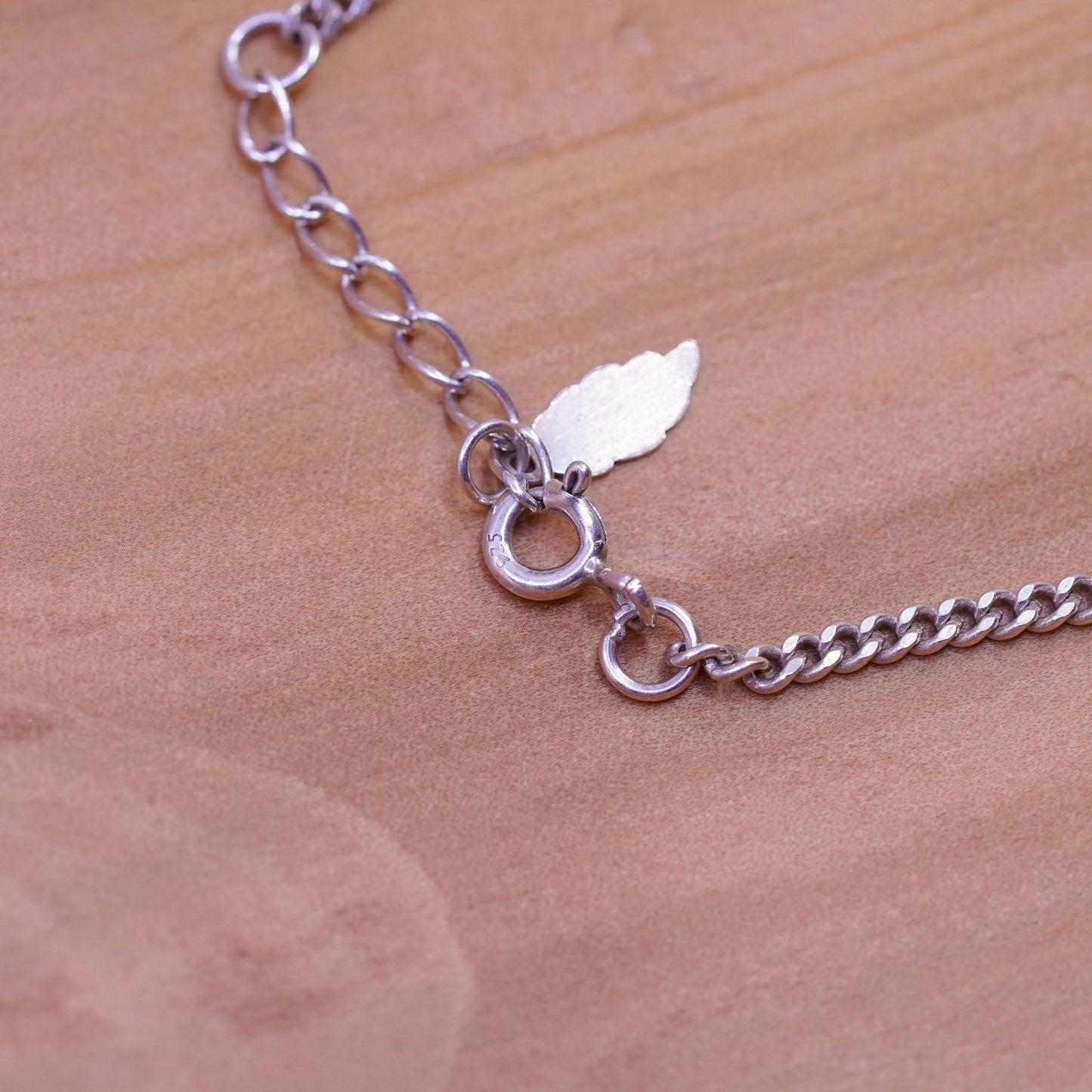 7.5”, vintage Sterling silver handmade curb bracelet w/ “love you so much” bar