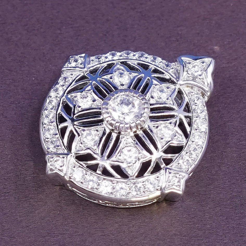 VTG modern Sterling silver handmade charm, 925 Circle Pendant with CZ