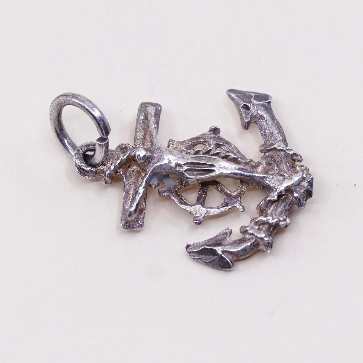 Vintage sterling silver cross figurehead charm, 925 Mexico bracelet pendant