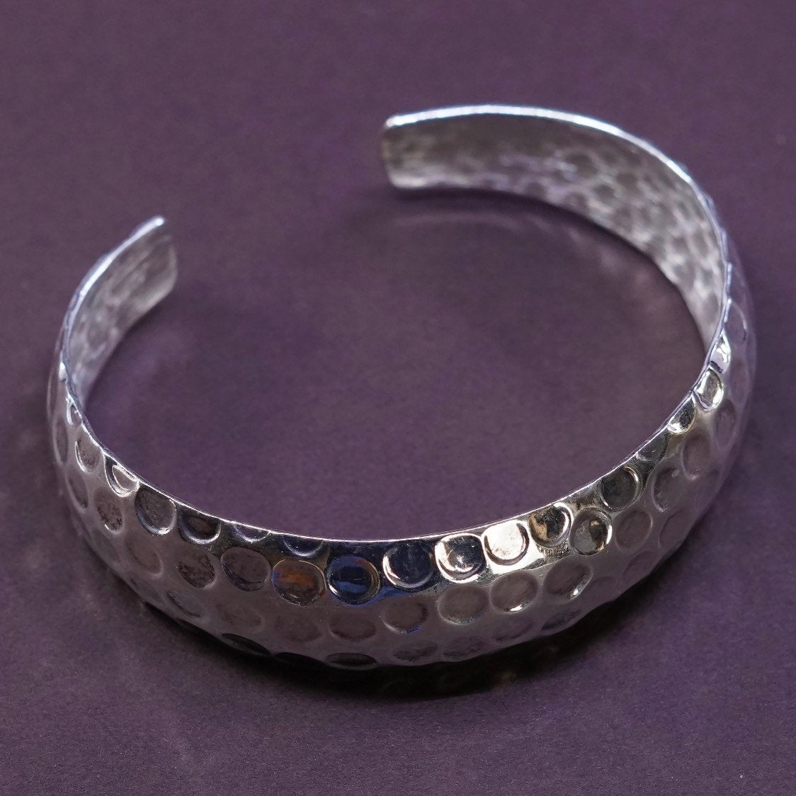 6.25", vtg Sterling silver handmade bracelet, mexico 925 cuff w/ hammered