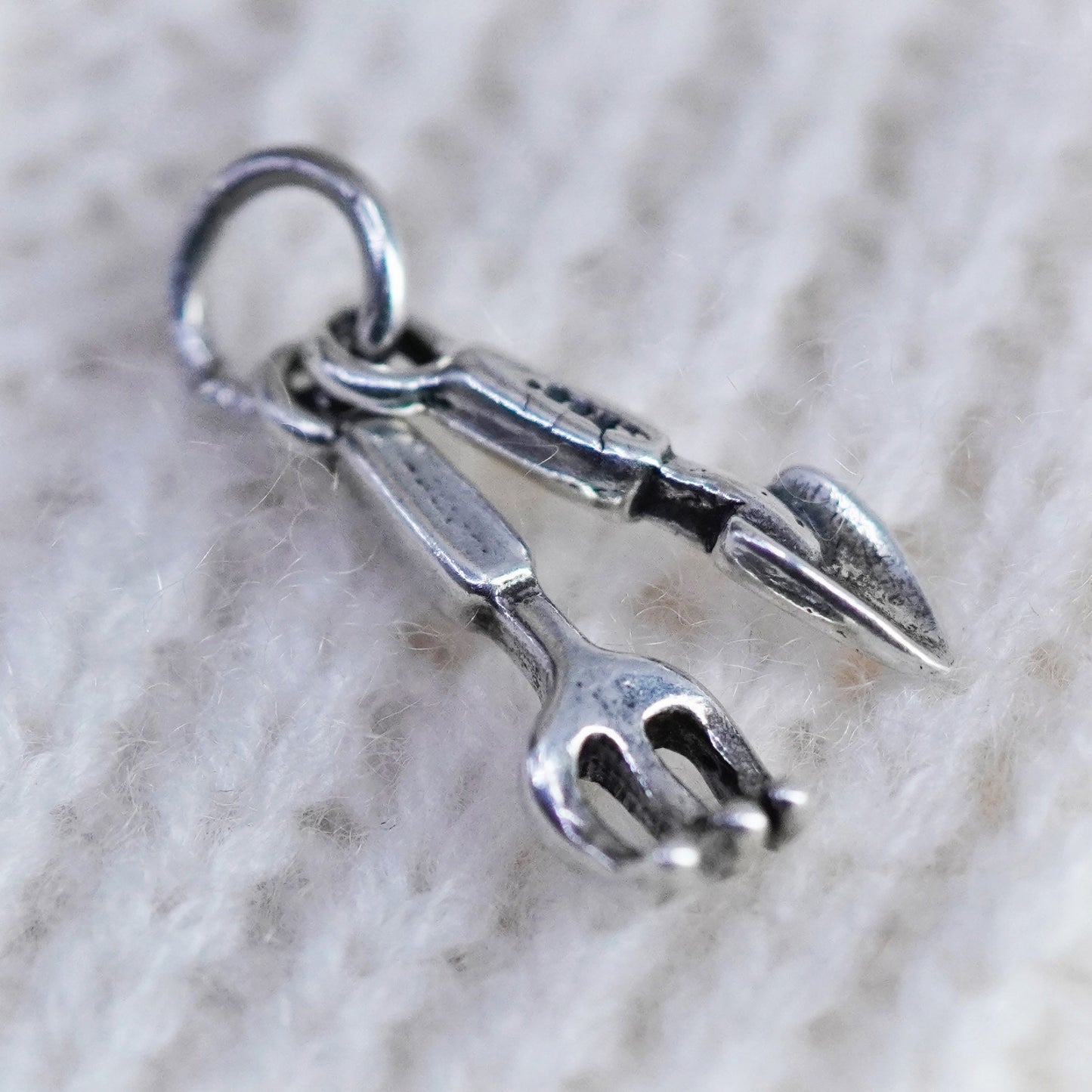 Vintage sterling silver handmade pendant, 925 trowel weeder charms
