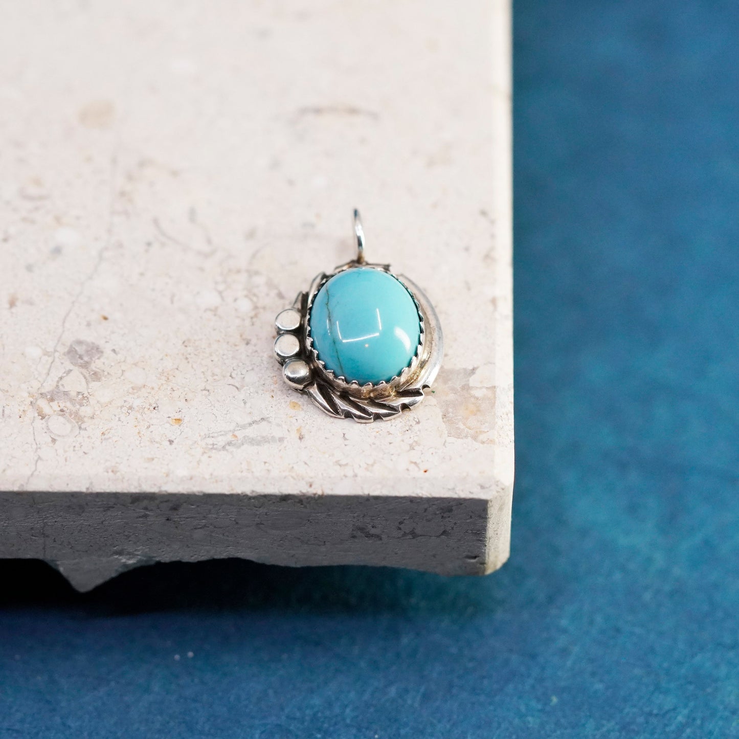 Vintage Native American navajo Sterling 925 silver handmade pendant turquoise