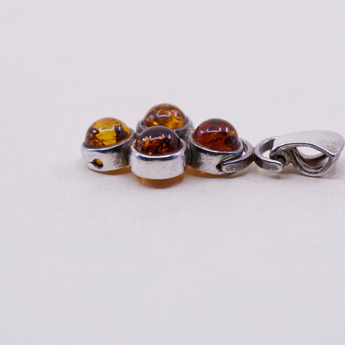 Vintage sterling 925 silver handmade cross pendant with amber