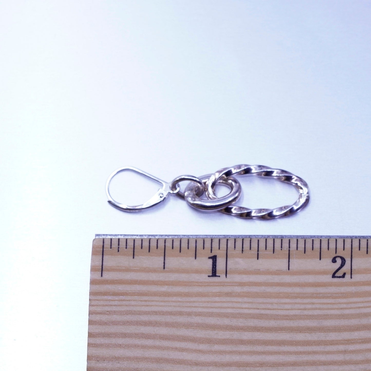 Vintage Sterling 925 silver handmade circle earrings with twisted circles