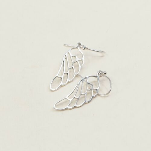 Vtg Sterling 925 Silver Handmade Filigree Wing Shaped Earrings, Stamped 925