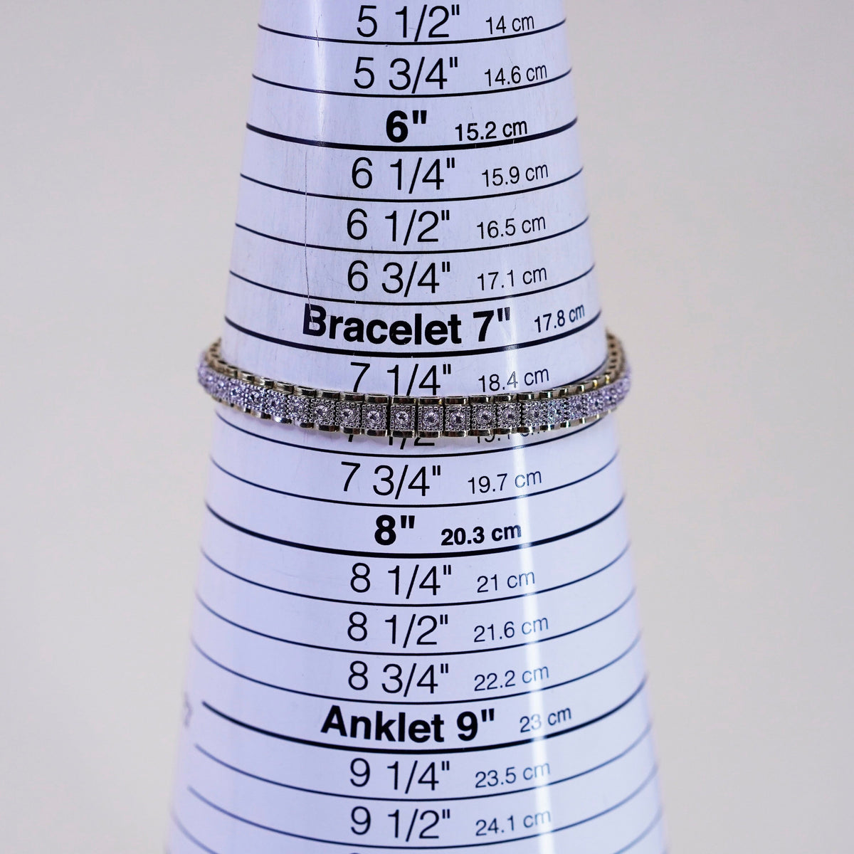 7.5”, vermeil gold over sterling silver tennis bracelet, 925 chain diamond